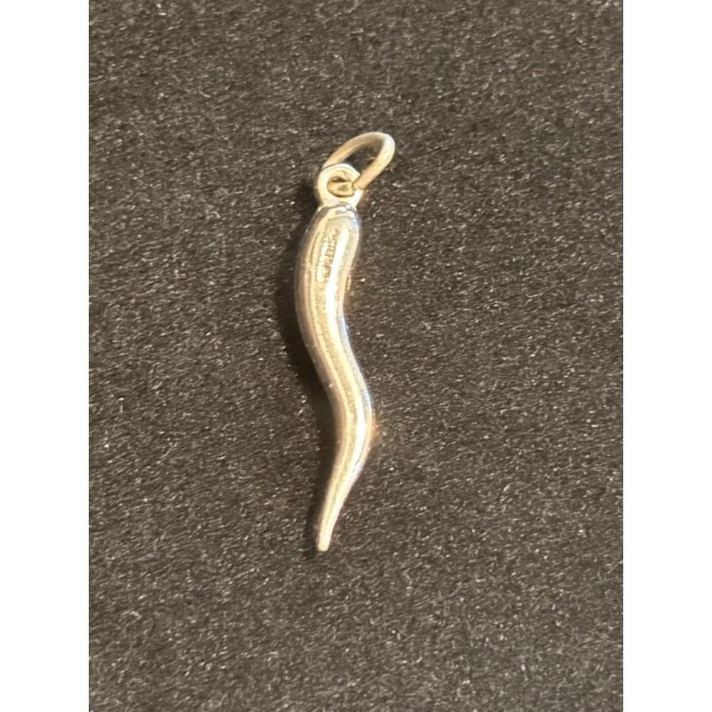 Sterling Silver Italian Horn Charm Pendant Stamped "STERLING"